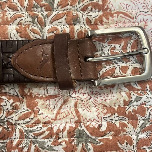 Tommy Bahama Braided Belt Mens Size 48 Brown Leather Inter-Woven Western Beach - Picture 5 of 8